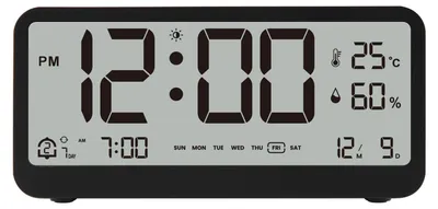Produktbild von 8001-EN Multifunktionale Digitaluhr, LED-Helligkeit, einstellbare Temperatur, Luftfeuchtigkeit, Wecker mit zwei Alarmmodi, Wochen-, Datums- und Monatsanzeige, 12/24-Stunden-Format, Schlummerfunktion, automatische Dimmung, Licht-bei-Nacht-Modus