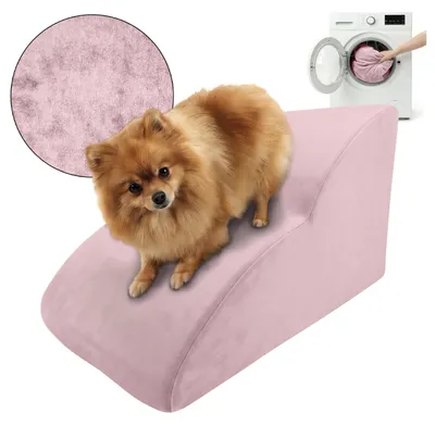 Produktbild von Muralo Treppe für Hund und Katze RAMPE HUNDETREPPE Treppe für Haustiere 2 Stufen Rosa Royal Stoff