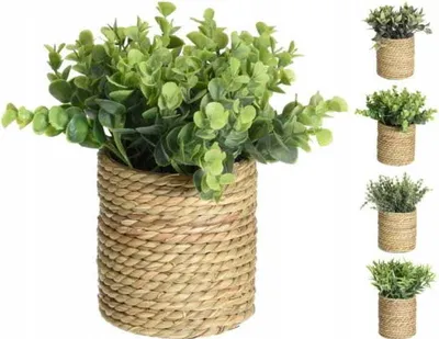 Image de Plante décorative artificielle dans un pot d'herbe 23x11,5x11 cm