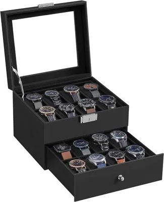 Produktbild von Famanu Uhrenbox mit Uhrenkissen und Uhrenkasten - 2 Ebenen, 16 Fächer
