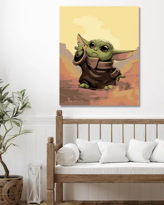 Obrázek produktu pro Zuty - Malování podle čísel - BABY YODA, 40x50 cm, bez rámu a bez vypnutí plátna