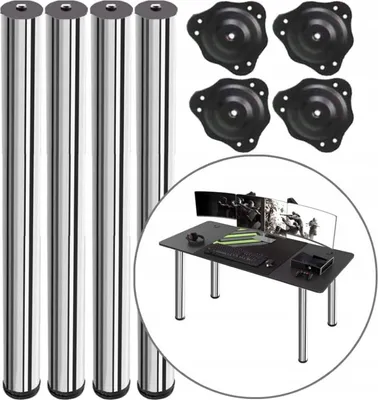 Produktbild von 1St. Tischbeine Möbelfuß H710mm Ø60mm Tischbein Höheverstellbar Schreibtischfüße Silber-Chrom