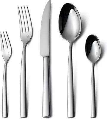 Produktbild von DigiRigi® Besteckset 30-teilig für 6 Personen – 18/10 Edelstahl, poliert, Monobloc-Tafelmesser, glänzend, spülmaschinenfest