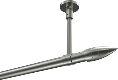 Produktbild von Interdeco Gardinenstange / Vorhangstange Edelstahl-Optik, Typ Sonette Samanto (Rillenpatrone) ohne Ringe, Deckenmontage, 20 mm Ø 1-läufig, 480 cm