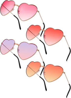 Produktbild von 4 Pack Herz/Runde Sonnenbrille, Herz/Runde Brille Hippie Gläser Retro Party Sonnenbrille Kostümzubehör für 60er 70er 80er 90er Party Foto Requisiten Geburtstagsfeier