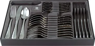 Produktbild von Solex Lena Besteckset 30 teilig für 6 Personen Hammerschlagoptik in Besteckbox