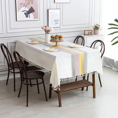 Produktbild von Elegante Waschbare Baumwolltischdecke 140x220 cm für Küche und Esstisch