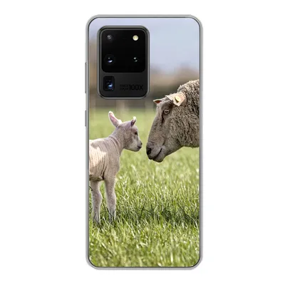 Produktbild von MuchoWow® Handyhülle Schutzhülle Hülle für Samsung Galaxy S20 Ultra Schafe - Gras - Lamm Silikon Softcase Handy Hülle - Karteninhaber