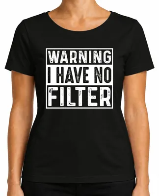 Produktbild von Warnung Ich habe wirklich keinen Filter Frech Sarkastisch Vintage Damen T-Shirt, Schwarz, L
