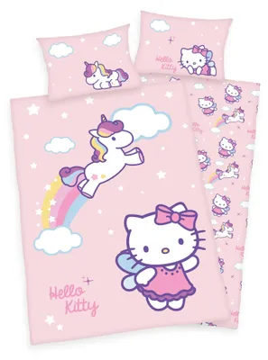 Produktbild von Hello Kitty Baby Bettwäsche mit Einhorn 40 x 60 und 100 x 135 cm