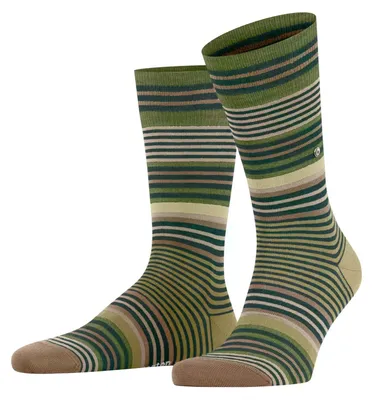 Productafbeelding van Burlington heren sokken, gestreept, model M, wollen, met patroon, 1 paar, kleur: groen "Forest", artikelnummer: 7450, maat: 4
