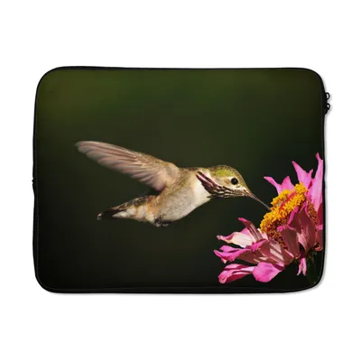 Produktbild von MuchoWow® Laptop Hülle 15 Zoll Kolibri - Blume - Rosa Laptoptasche - Laptoptasche - Sleeve - Rundum-Schutz