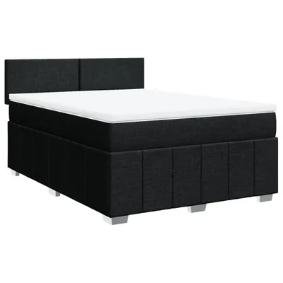 Zdjęcie produktu dla vidaXL Łóżko sprężynowe z materacem czarne 140x200 cm tkanina