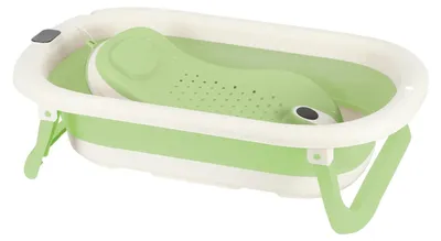 Produktbild von Baby-Badewanne - Faltbare Badewanne - Mit Kissen - Digitales Thermometer - PP-Kunststoff - 0–6 Monate - Grün