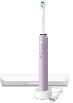 Zdjęcie produktu dla Philips Sonicare 3100 series 3100 HX4033/27 Ładowana szczoteczka do zębów, Dorosły, Soniczna szczoteczka do zębów, Codzienna pielęgnacja, 31000 ruchów na minutę, Fioletowy, 2 min, 4 x 30 sec