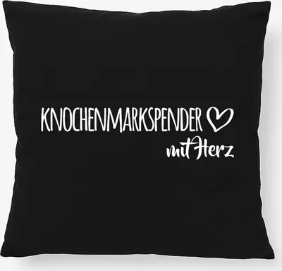Produktbild von Huuraa Kissen Knochenmarkspender mit Herz 40x40cm mit Füllung Black Baumwolle Dekokissen Geschenkidee