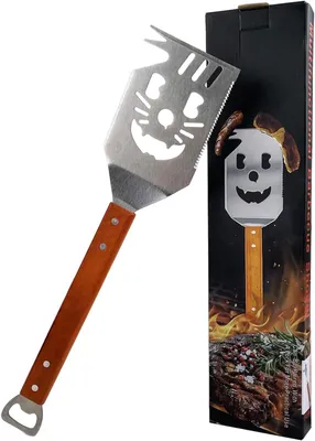 Imagen del producto de Espátula para parrilla de acero inoxidable, de 41,5 x 8 cm, ideal para uso en jardines y campamentos