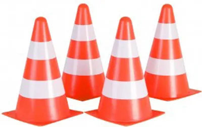 Produktbild von Hudora Leitkegel / Pylone 4 Stück orange/weiß 225mm