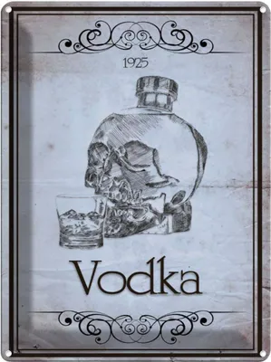 Produktbild von vianmo Blechschild 40x30 cm Alkohol 1925 Vodka Totenkopf