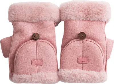 Produktbild von Winterhandschuhe aus Wildleder für Damen, dick gefüttert, fingerlos, mit Fleece-Futter und flauschigen Bündchen, ideal für Outdoor-Aktivitäten wie Radfahren und Wandern.