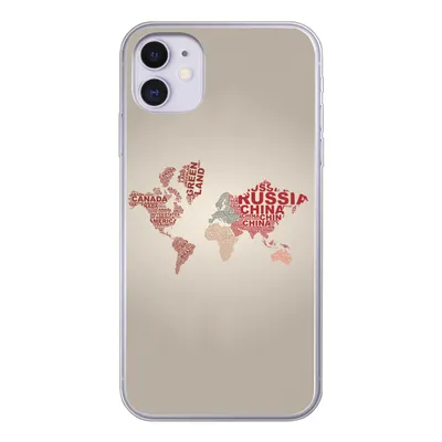 Produktbild von MuchoWow® Handyhülle Schutzhülle Hülle für iPhone 11 Weltkarte - Karte - Briefe Silikon Softcase Handy Hülle - Handytasche