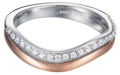 Produktbild von Esprit Damen Ring Silber Bicolor Zirkonia Wave Dua ESRG92467D1, Ringgröße:57 (18.1 mm Ø)