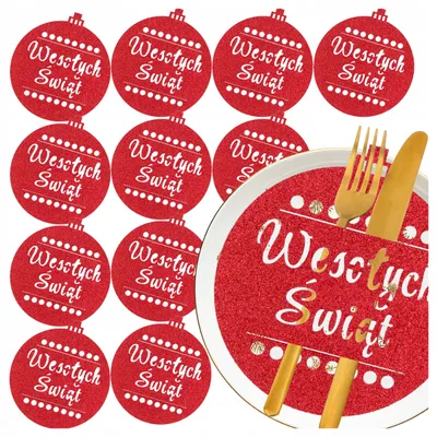 Produktbild von Czakos Weihnachtliche Bestecktaschen Tischdeko Set 12 Stück