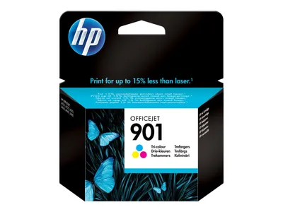 Produktbild von HP 901 Cyan/Magenta/Gelb Original Druckerpatrone, Standardertrag, Cyan, Magenta, Gelb, Tinte auf Farbstoffbasis, 9 ml, 1 Stück(e), 360 Seiten