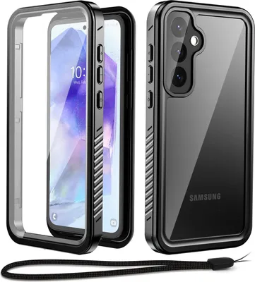 Immagine prodotto di Custodia impermeabile per Samsung Galaxy A55, custodia impermeabile IP68 per telefoni cellulari, custodia protettiva antiurto antipolvere a 360 gradi con protezione dello schermo, nero