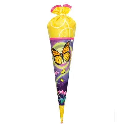 Produktbild von ROTH Schultüte Stoffwunder Schmetterling 70 cm groß rund Stoffschultüte mit Rot(h)-Spitze Zuckertüte Schulanfang