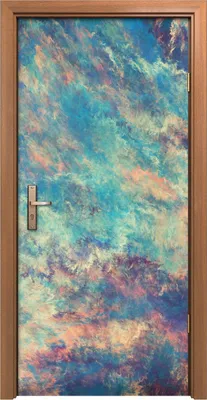 Produktbild von Türposter 90x200 cm Türaufkleber Türtapete Türfolie Klebefolie Abstrakte blaue und goldene Wolken