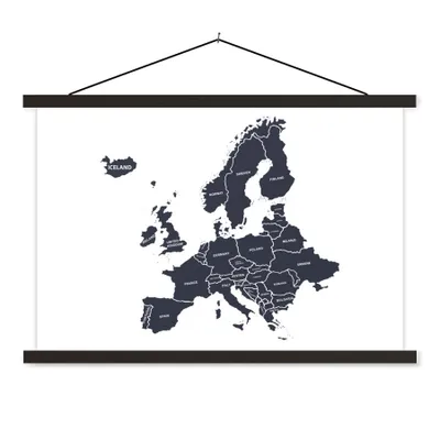 Obrázok produktu pre MuchoWow® Textilný plagát - Mapa - Európa - Modrá - 150x100cm - S čiernymi lamelami