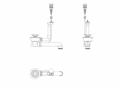 Diagrams showing the assembly of a drain set.