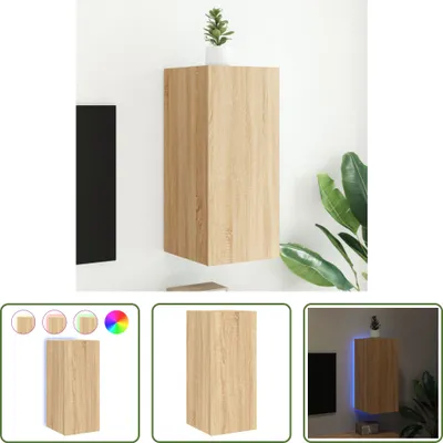 Imagen del producto de Mueble para televisión Living Store con iluminación LED, acabado en roble Sonoma, dimensiones 30,5 x 35 x 70 cm