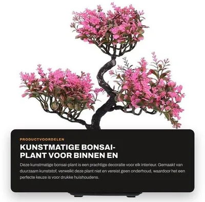 Produktbild von Bonsai-Pflanze, künstlich - Künstliche Pflanze im Topf - Künstliche Pflanzen für den Innenbereich - Künstliche Pflanze für den Außenbereich - Dekoration für das Büro - Wartungsfrei