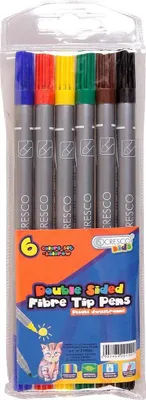 Produktbild von Doppelseitige Filzstifte, 6 Farben (Schul- und Schrein)