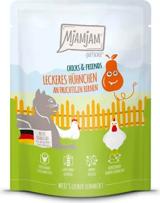Image de MjAMjAM 300gx6 Quetschie Chicks & Friend Hühnchen & Birnen Cat