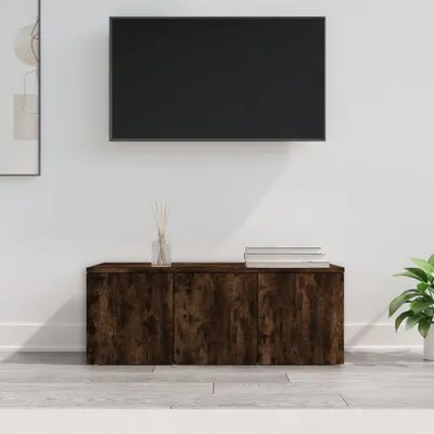 Produktbild von TV-Schrank - TV-Lowboard - Räuchereiche 80x34x30 cm Holzwerkstoff - TV-Regal CC27982