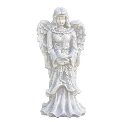 Produktbild von Schöne Figur Engel mit Vogel, für den Garten zur Dekoration, aus Steinguss Neu Frostfest Witterungsbeständig, Steinfigur zur Gartengestaltung PO-766