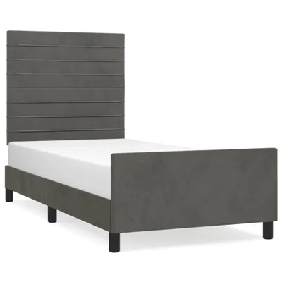 Image de vidaXL Cadre de lit sans matelas gris foncé 90x200 cm velours