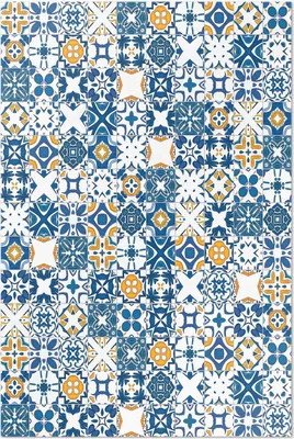 Imagen del producto de Azulejos estampados, mosaico de colores – Alfombra de vinilo – 120x180 cm – Alfombra para interiores – Ideal para pasillos – Fácil de limpiar – Diseño moderno