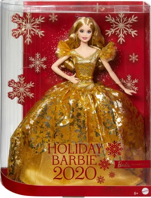 Image de Barbie Signature 2020 Holiday Poupée Barbie (30 cm, cheveux longs blonds) en robe dorée