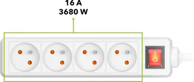 Produktbild von AlzaPower Verlängerungskabel 230V 4 Steckdosen Schalter 3m weiß