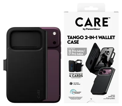 Obrázok produktu pre PanzerGlass CARE™ by ® Tango 2-in-1 Wallet Case Black w. MagSafe iPhone 18 Pro Max | 17 Pro Max, Ochranný obal, Apple - iPhone 18 Pro Max, Apple - iPhone 17 Pro Max, Čierna