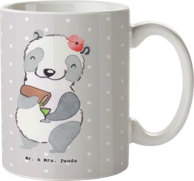 Produktbild von Mr. & Mrs. Panda Tasse Kneipenwirtin Herz - Grau Pastell - Geschenk, Kaffeebecher, Party, schöne, Gaststätte, Teetasse, Kneipe, Bar, Kaffeetasse, Cocktails, Becher