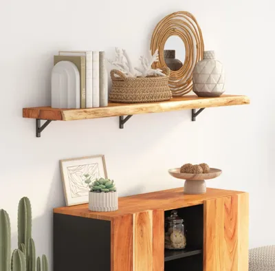 Produktbild von Wandregal 120x20x2,5 cm Rechteckig Massivholz Akazie Baumkante