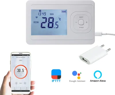 Image de Thermostat intelligent - Blanc - Compatible Wi-Fi, facile à installer, économe en énergie
