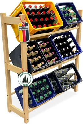 Produktbild von Mein-Regal Getränkekistenregal THORE Getränkeregal 6 Kisten Flaschenregal Getränkekiste Obstkiste Gemüse Farbe Natur LxBxH 92x31x108