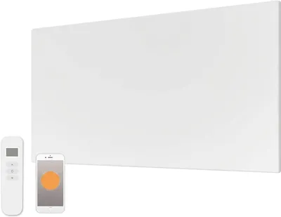 Immagine prodotto di Pannello a infrarossi da 350 Watt - Controllo tramite WiFi - Grado di protezione IP54 (resistente agli schizzi d'acqua) - Bianco - Adatto per bagno e soggiorno