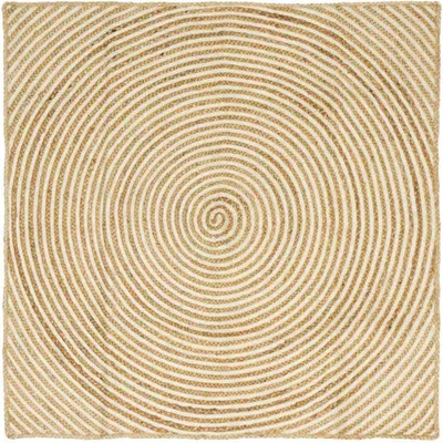 Produktbild von Runder Juteteppich in Weiß, 160 x 160 cm – handgefertigter Bereichsteppich aus Naturfaser für Wohnzimmer, Esszimmer und Flur